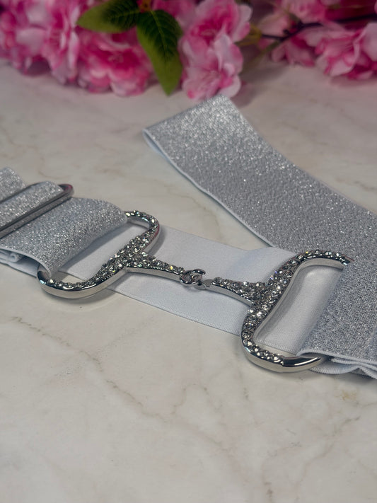 Glitzer Reitgürtel silber