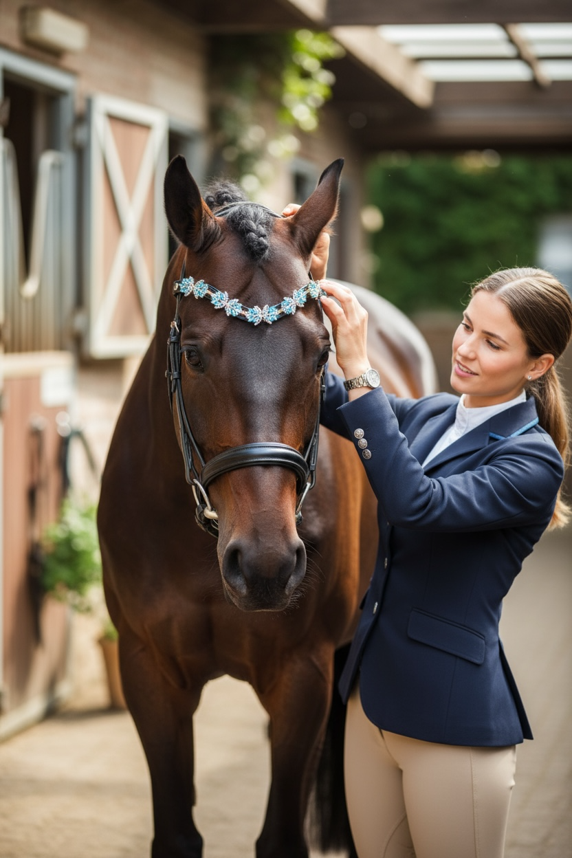 Stirnriemen "Superstar" in Blau Silber