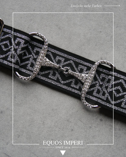 Reitgürtel Schwarz Silber Muster