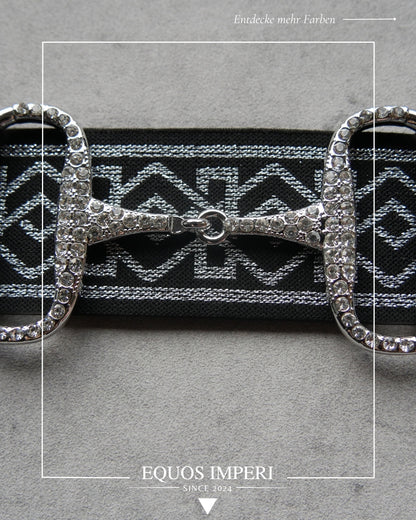 Reitgürtel Schwarz Silber Muster