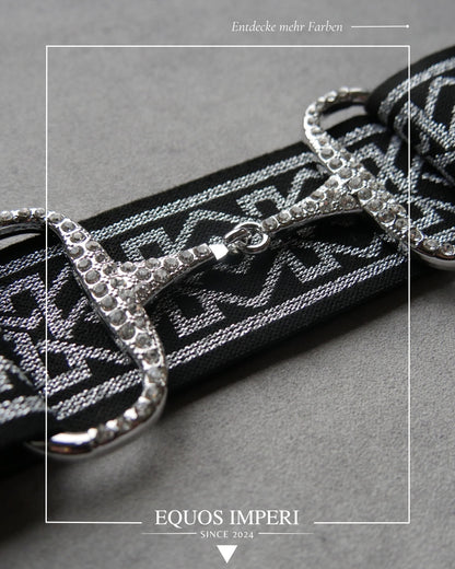 Reitgürtel Schwarz Silber Muster