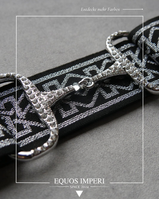 Reitgürtel Schwarz Silber Muster
