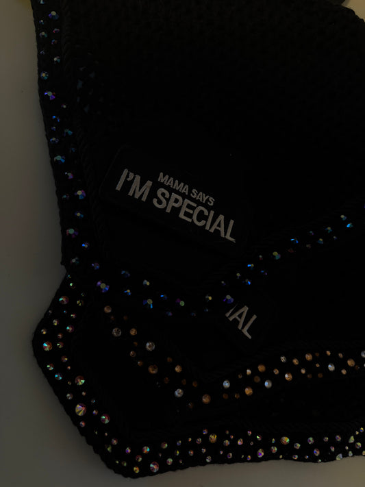 Fliegenohren mit Spruch & Glitzer