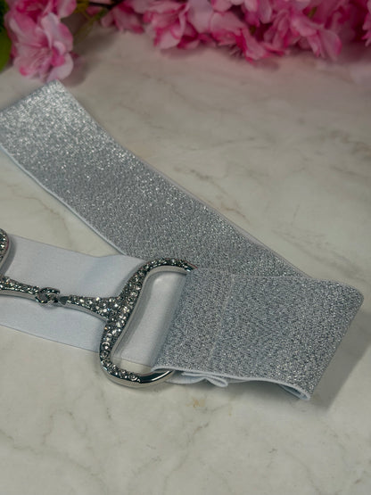 Glitzer Reitgürtel silber