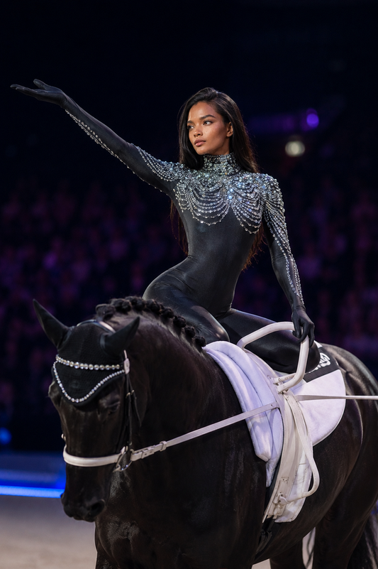 Voltigieranzug Crystal Performance - Show Bodysuit Ganzkörperanzug Glitzer Strass Catsuit