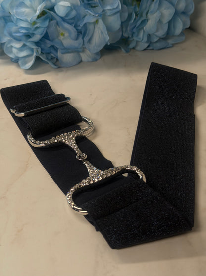 Glitzer Reitgürtel navy