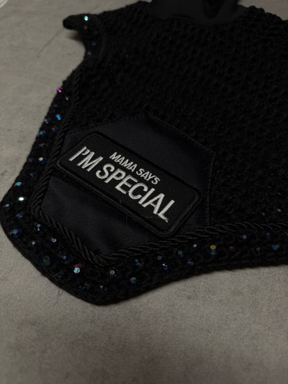 Fliegenohren mit Spruch & Glitzer