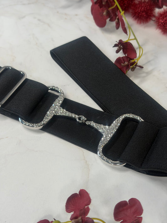 Glitzer Reitgürtel schwarz