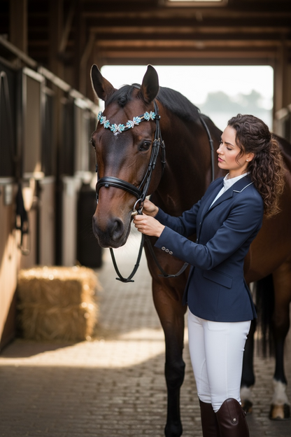 Stirnriemen "Superstar" in Blau Silber