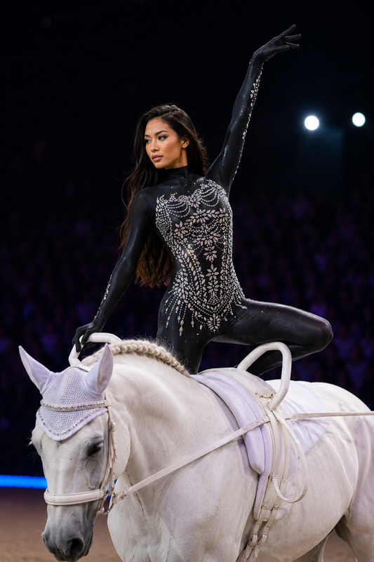 Voltigieranzug  Diamonds Dream- Show Bodysuit Ganzkörperanzug Glitzer Strass Catsuit (Kopie)