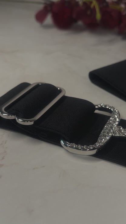 Glitzer Reitgürtel schwarz